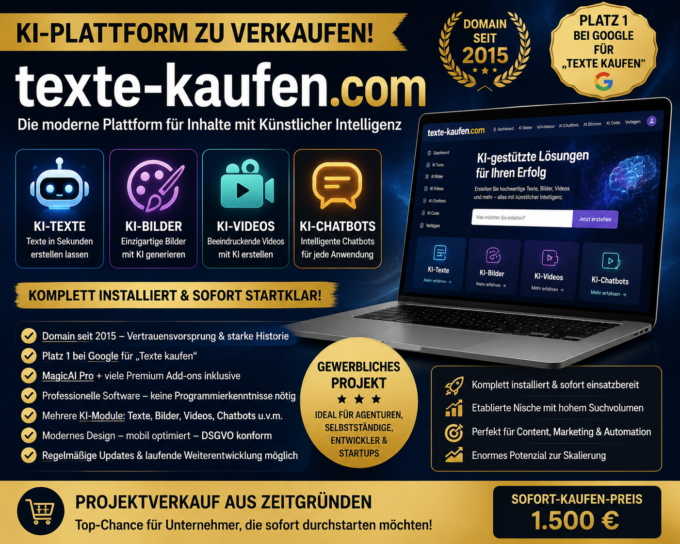 texte-kaufen.com - KI Webprojekt Texte, Bilder & Videos erstellen